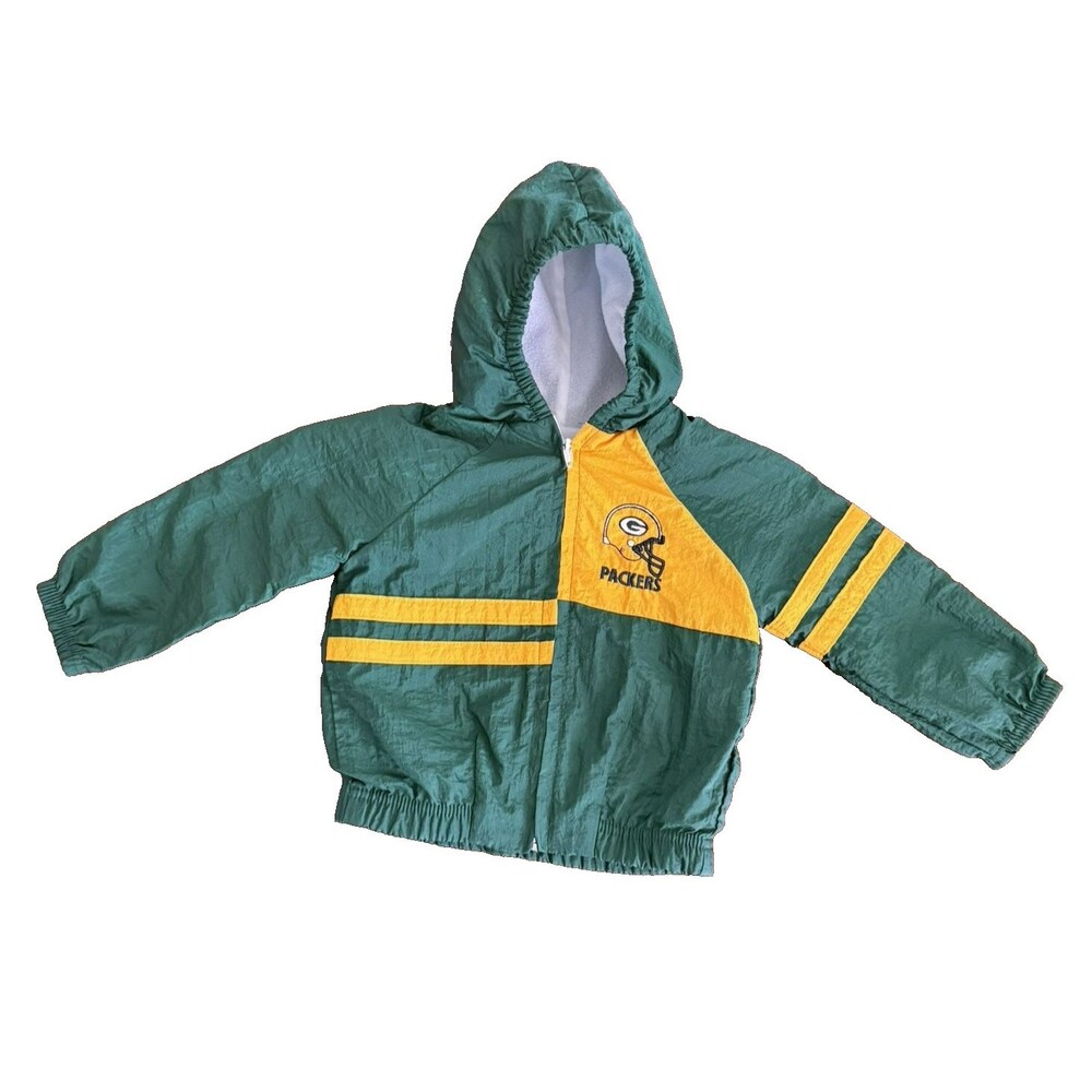 Vintage Green Bay Packers Windbreaker Jacket 3T NFL Park Bench Kids Embroidered